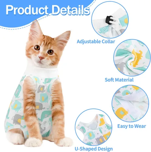 Miniatura 2 de Traje de Recuperación para Gato Hembra, Mameluco Transpirable para Gatos Después de Cirugía Hembra para Heridas Abdominales o Enfermedades