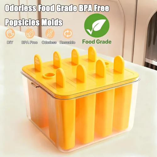 Miniatura 3 de Moldes para paletas con tapa y contenedor, 9 piezas, reutilizables, fáciles de liberar, moldes para paletas caseras, sin olor, sin bisfenol A 8