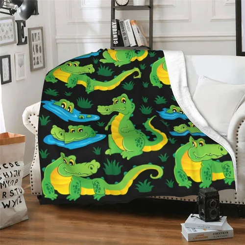 Miniatura 6 de Manta suave de cocodrilo de cocodrilo para todas las estaciones, manta gruesa y cálida de franela para cama, sofá o sillón, 50 x 40 pulgadas