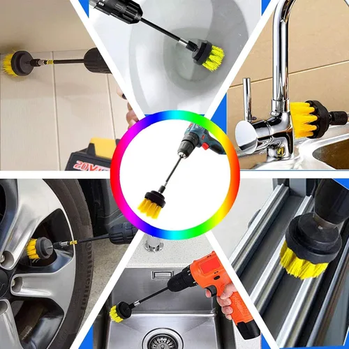 Miniatura 5 de Juego de 7 cepillos de taladro, juego de accesorios multiusos con fijación prolongada, herramientas eléctricas, cepillo de limpieza para automóvil