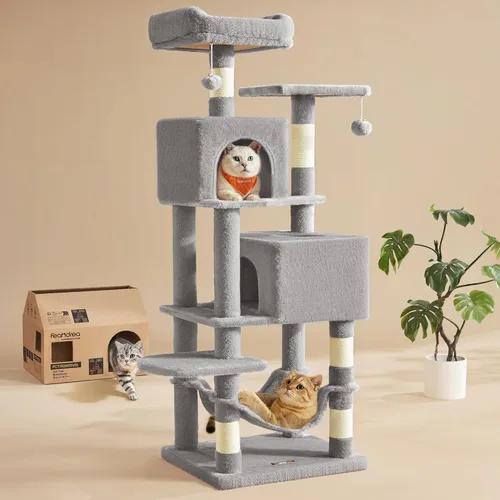 Miniatura 19 de Feandrea - Árbol para gatos de varios niveles para interiores, torre para gatos tipo condominio con 4 postes para rascar, 2 posaderos, hamaca y claro