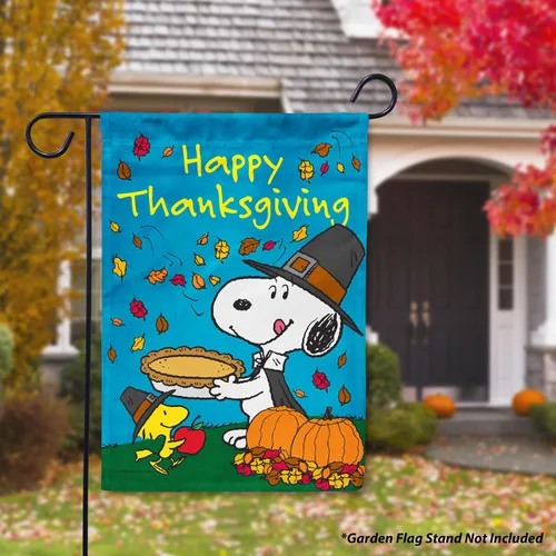 Miniatura 2 de Flagology, PEANUTS®, Happy Thanksgiving Snoopy - Bandera de jardín de 12 x 18 pulgadas, con licencia oficial de Peanuts®, otoño