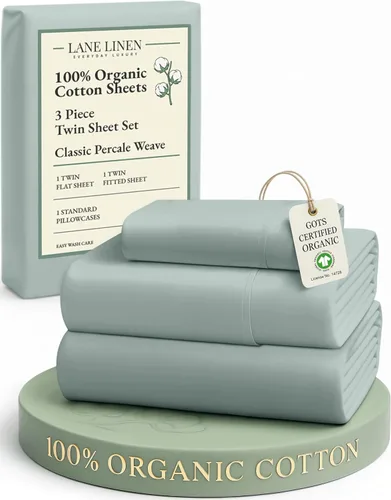 Miniatura 117 de LANE LINEN Sábanas 100% algodón orgánico para cama tamaño King, sábanas de percal suave, transpirables, de lujo, estilo hotelero, lavables a 09