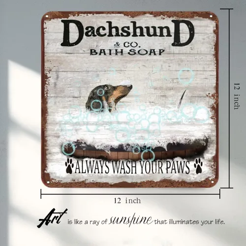 Miniatura 2 de Dachshund & Co. Póster de jabón de baño, letrero de metal Wash Your Paws, póster de perro salchicha, regalo para amante de los perros, impresión