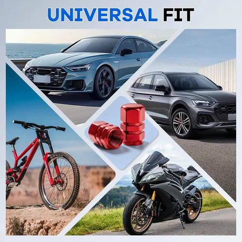 Miniatura 6 de JUSTTOP - Tapones para válvula de neumático de coche, 12 tapas de aire, universales para autos, SUVs, bicicletas, camiones y motocicletas, color rojo