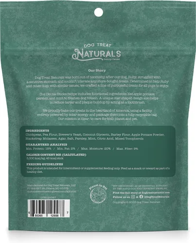 Miniatura 7 de Dog Treat Naturals Palitos dentales de garbanzos y albahaca de 10 onzas, 20 unidades Golosinas dentales masticables para perros pequeños, medianos