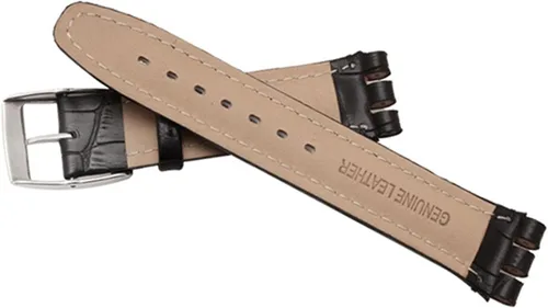 Miniatura 6 de Correa de reloj de hebilla de acero inoxidable de cuero de vaca de grano de cocodrilo para Swatch