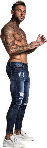 Miniatura 7 de GINGTTO - Jeans rasgados, elásticos y ajustados para hombre