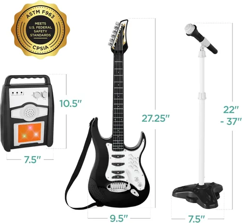 Miniatura 7 de Best Choice Products Juego de guitarra musical eléctrica para niños, kit de inicio de guitarra de juguete con 6 canciones de demostración, barra
