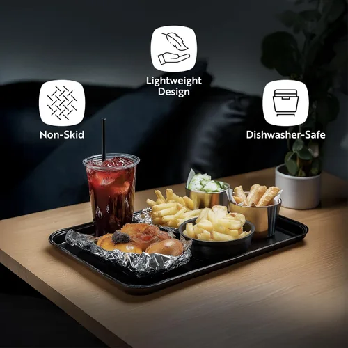 Miniatura 4 de Restaurantware RW Base - Bandejas de comida rápida de 10 x 14 pulgadas, 10 bandejas resistentes para cafetería, bandejas de plástico azul ligeras