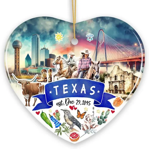 Miniatura 26 de Recuerdos coleccionables de cerámica de EE. UU. - Adornos navideños artísticos con temas y monumentos estatales de Tennessee
