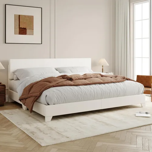Miniatura 11 de Allewie - Base de cama Queen con cabecero tapizado ajustable, cama plataforma con listones de madera, base de colchón resistente, no necesita Gris