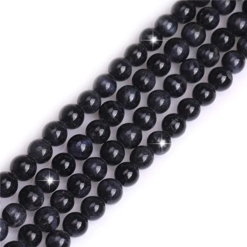 Miniatura 120 de GEM-Inside - Cuentas redondas de ágata de ónix azul claro natural de 0.394 pulgadas (0.394 in) con agujero grande para hacer joyas, suministros