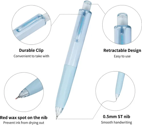 Miniatura 2 de Bolígrafos de gel retráctiles, bolígrafos de gel de tinta negra, punta fina de 0.020 in, bolígrafo de bolsillo, secado rápido, bolígrafos de tinta