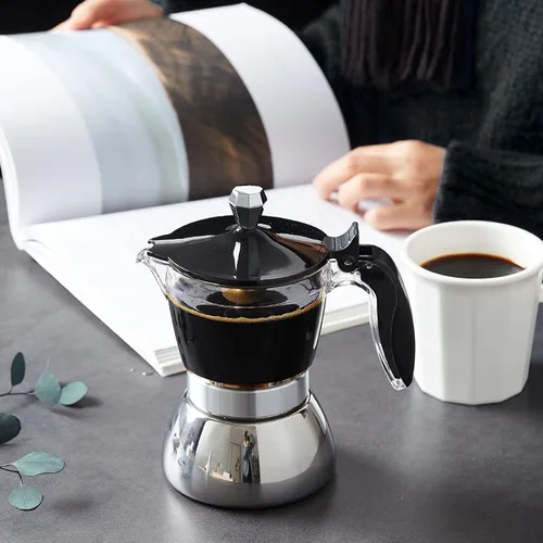 Miniatura 2 de JTLB Cafetera de acero inoxidable para 4 tazas, utensilios de cocina