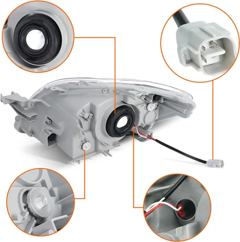 Miniatura 5 de BLACKHORSE-RACING Juego de faros delanteros izquierdo y derecho compatible con Toyota Yaris Sedan 2007 2008 2009 2010 2011, sustituye al número OE