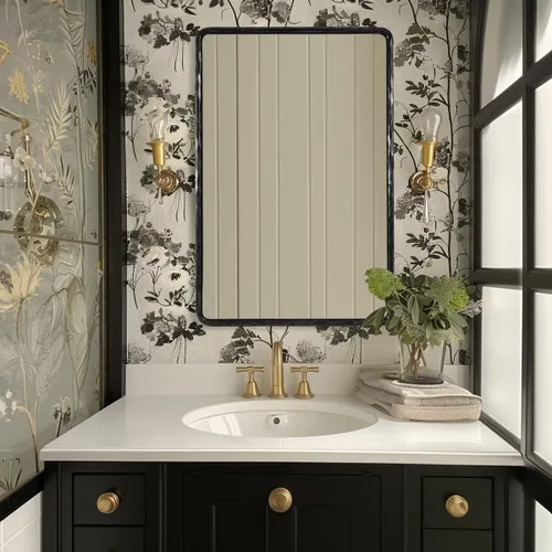 Miniatura 3 de ANDY STAR Espejos de Baño Negros Forjados a Mano para Pared, 22 x 30 Pulgadas Marco de Metal de Acero Sólido Vintage Espejo de Tocador de Baño