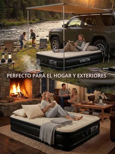 Miniatura 7 de Colchón de aire Queen con bomba incorporada, cama inflable elevada de 16 pulgadas para hogar e invitados, colchón inflable autoinflable con parte
