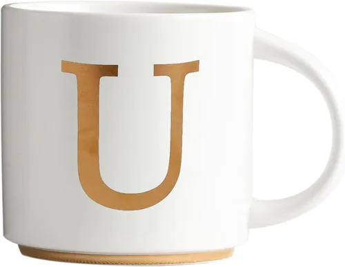 Miniatura 23 de COLLECTIVE HOME - Tazas de cerámica con monograma, tazas de café con inicial dorada de 15 onzas, elegantes tazas de té del alfabeto, elegante taza p