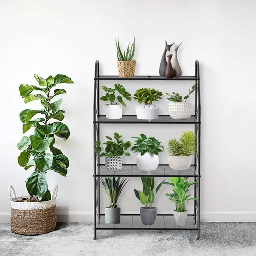 Miniatura 2 de VyGrow Soporte para plantas, estante de 4 niveles para interiores y exteriores, soporte alto de metal resistente para plantas, estante para sala