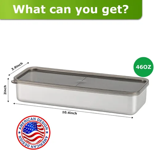 Miniatura 3 de Contenedor de Tocino para Nevera, 1 Paquete de Contenedores Herméticos de Carne para Delicatessen de Acero Inoxidable 304 con Tapas para Nevera