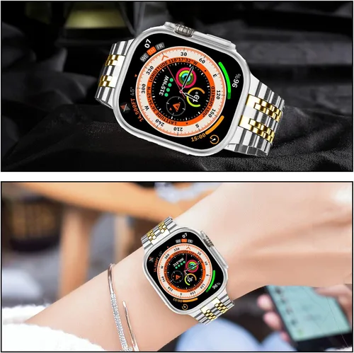 Miniatura 2 de MioHHR - Correa compatible con Apple Watch de 49 mm Ultra 3/2/1, correa de metal de acero inoxidable sólida para iWatch 49 mm Series Ultra 3/2/1