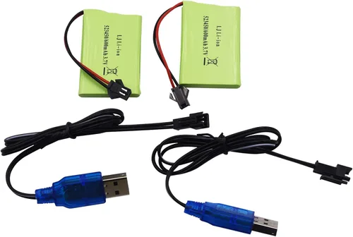 Miniatura 7 de Blomiky Paquete de 2 baterías recargables de litio de 3.7 V 600 mAh y 2 cables de carga USB compatibles con algunos robots de control remoto batería