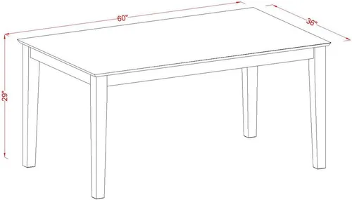 Miniatura 3 de East West Furniture CAT-LWH-S - Mesa de comedor Capri – una mesa rectangular de madera con patas resistentes, 36 x 60 pulgadas, color blanco lino