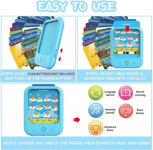 Miniatura 5 de Tableta de aprendizaje educativo para niños, juguete educativo para aprender alfabetos, colores, números, alimentos, parque jurásico, animales