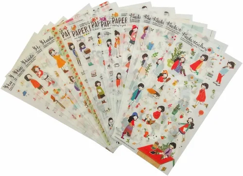 18 hojas de calcomanías para álbumes de recortes, calcomanías transparentes de PVC para niñas, planificador de collage kawaii, diario de recortes,