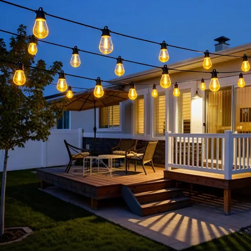 Miniatura 6 de Luces de Cadena para Exteriores 50 pies IP65 Impermeables Luces de Patio con 15 + 2 Bombillas LED Irrompibles Grado Comercial Luces de Cadena LED