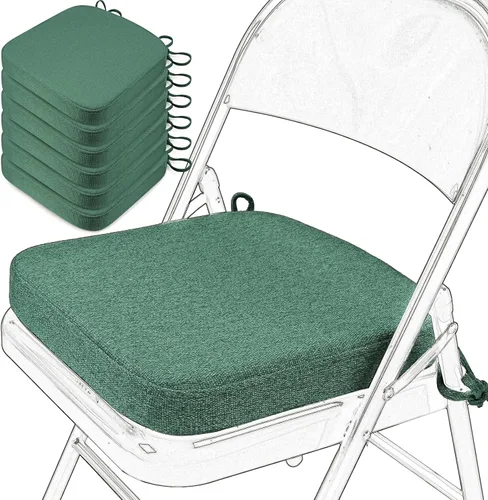 Miniatura 38 de SINOSSO Cojín de espuma viscoelástica para silla plegable, 1 unidad, almohadilla cuadrada gruesa de 2 pulgadas para silla de cocina con lazos, cojín