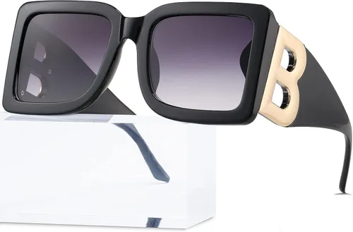 Miniatura 67 de PORADAY Gafas de sol cuadradas grandes de moda para mujeres y hombres, marco grueso negro de lujo, gafas de sol modernas con montura grande