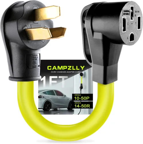 Cable adaptador del cargador EV Campzlly, adaptador NEMA 10-50P a 14-50R, enchufe de 50A a 4 clavijas hembra, compatible con EV para carga de nivel