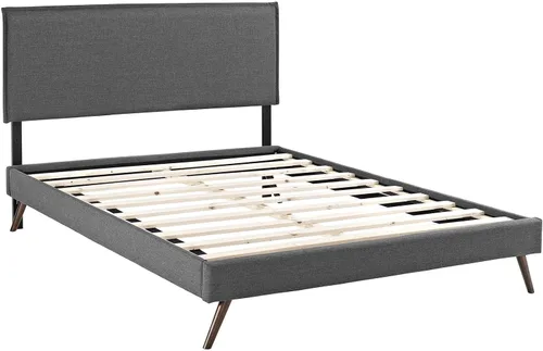 Miniatura 4 de Modway Amaris - Marco de cama tapizado de tela con cabecero individual y patas redondas cónicas, color gris