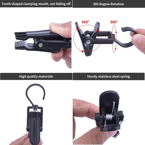 Miniatura 3 de 12 piezas de ganchos giratorios súper resistentes de plástico, clips para cortinas, alfileres para ropa, clips para toallas de playa, clips