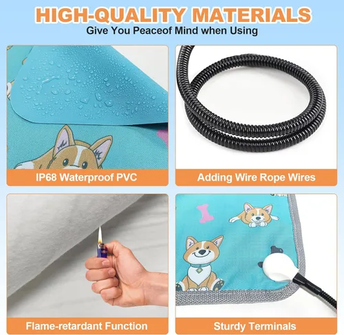 Miniatura 8 de Almohadilla térmica grande para mascotas (30 x 47 pulgadas), almohadilla térmica de temperatura ajustable para perros y gatos con temporizador