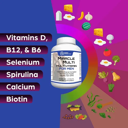 Miniatura 5 de MiracleMulti Best Multivitamínico para hombres, suplemento vitamínico y mineral con probióticos, mezcla de enzimas superalimentarias: apoyo
