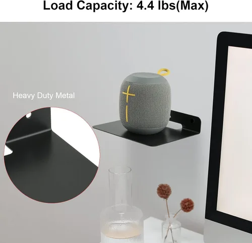 Miniatura 4 de Soporte de altavoz pequeño para estante flotante, estante de pared pequeño de 6 pulgadas, soporte de altavoz de metal para cámara web de seguridad