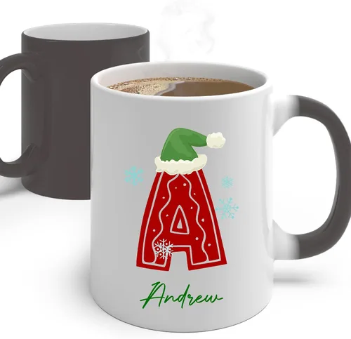 Miniatura 7 de Tazas de café con iniciales de Navidad 2025, taza con monograma, tazas de Navidad personalizadas con nombres, taza para niños, tazas de café, tazas