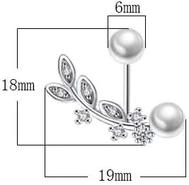 Miniatura 2 de Juego de aretes tipo chaqueta de oreja de plata de ley 2 en 1 con circonita cúbica