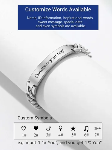 Miniatura 6 de PROSTEEL Pulsera personalizada para hombres y mujeres, con fecha de nombre, con grabado inicial y cita de inicial, pulseras de identificación