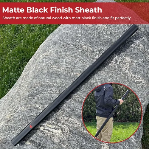 Miniatura 6 de MedievalDepot Sasuke Kusanagi Espada Negra – Total 40" – Hoja de acero completa con acabado mate, funda y mango de madera – Exhibición inspirada