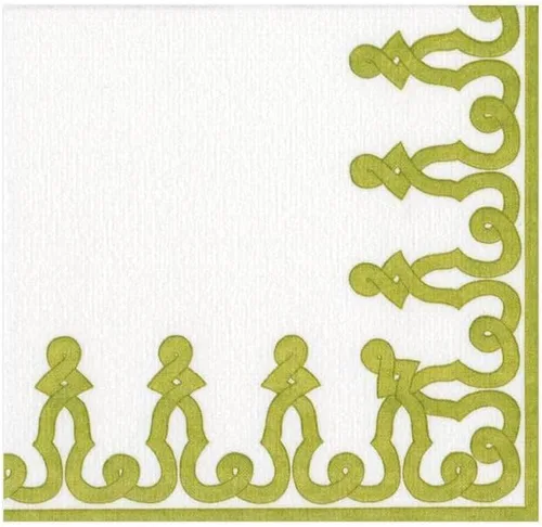Miniatura 2 de Caspari Dessin Passementerie - Servilletas de cóctel de lino y papel, color verde musgo, 15 unidades por paquete