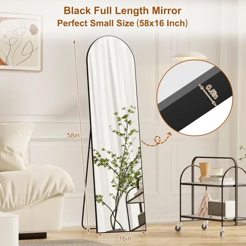 Miniatura 2 de ZHUNFA Espejo de longitud completa, espejo de cuerpo completo de 58 x 16 pulgadas, 3 en 1, puede montarse en la pared, de pie o inclinado, espejos