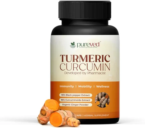 Curcumina de cúrcuma 90 cápsulas vegetales con pimienta negra y jengibre para una mejor absorción | 100% pura y natural | Fabricado en la India