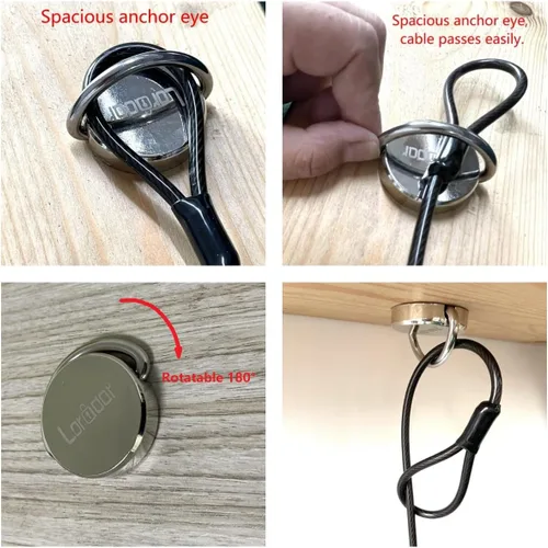 Miniatura 3 de Placa base de anclaje de seguridad de acero inoxidable, ganchos de anillo D de anclaje de montaje en escritorio para cerraduras de cable
