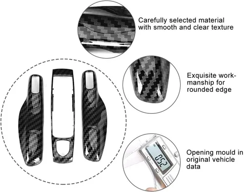 Miniatura 8 de Funda de fibra de carbono, metal remoto, borde de llave remota, funda para llave de automóvil, 3 piezas, juego de funda de fibra de carbono