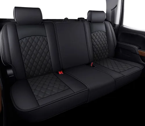 Miniatura 15 de Fundas de cuero para asiento delantero de automóvil, para Silverado Sierra Juego completo/Negro