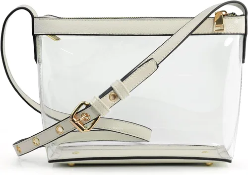 Miniatura 9 de Bolso cruzado transparente con cremallera y ribete de cuero vegano